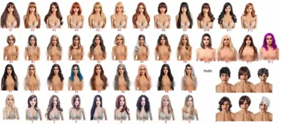 wig hair options of Custom sex doll