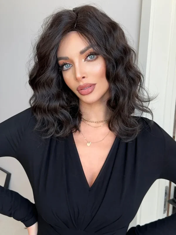 Girl Fluffy Ombre Brown See-through Bangs Natural Style Big Waves for Realistic Doll