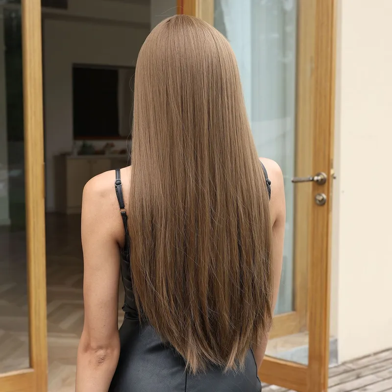 Girl Fluffy Ombre Grey See-through Bangs Natural Style Short Straight Hair for Silicone Doll