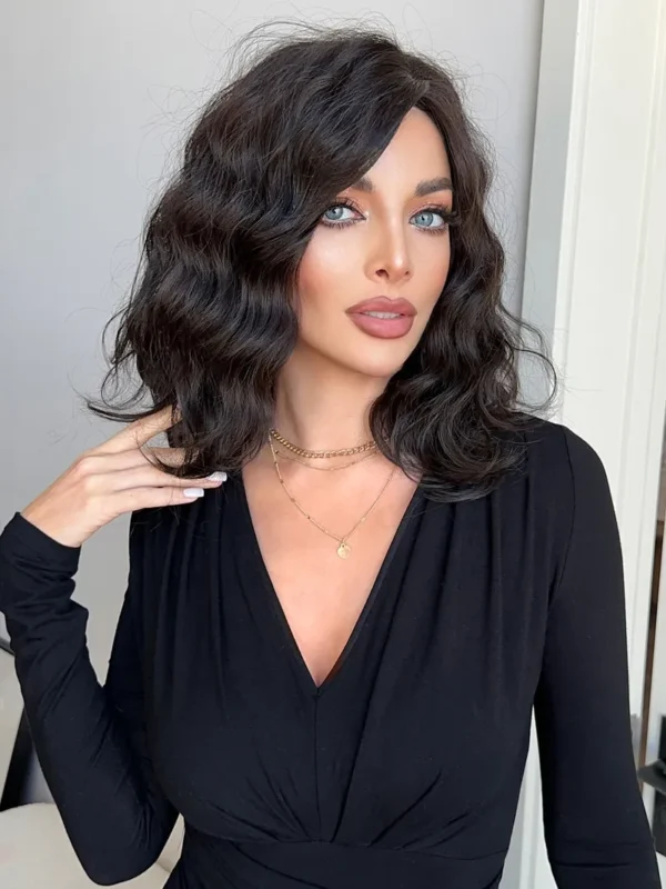 Girl Highlights Blonde Curtain Bangs Natural Style Long Curly Hair for Sex Doll