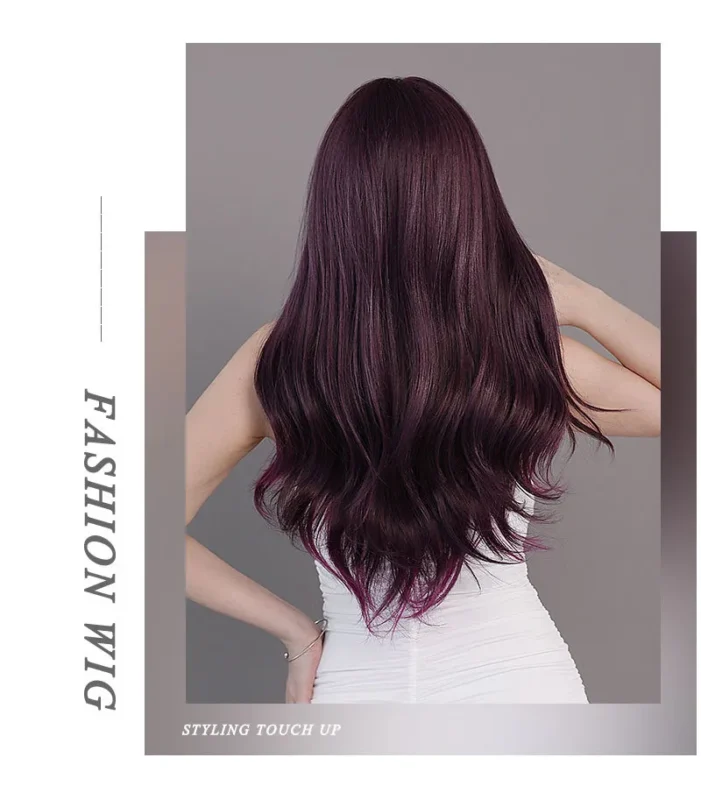 Girl Highlights Orange Blunt Bangs Natural Style Big Waves for Sex Doll