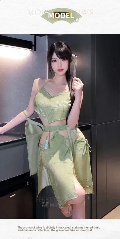 Non-Staining Clothes for Adult Doll, Open-Cleavage Backless Exposed Bust Silk Series Skirt Set
