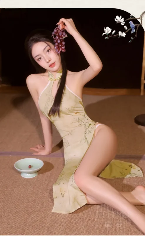 Non-Staining Clothes for Adult Doll, Open-Cleavage Backless Sheer Mesh Lace Spaghetti Strap Dress