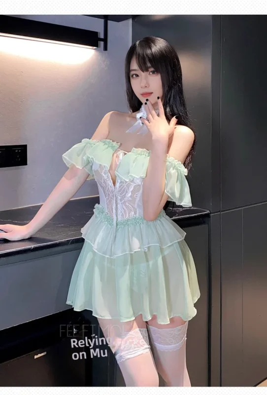 Non-Staining Clothes for Adult Doll, Pure and Sweet Lace Printed Sheer Dress