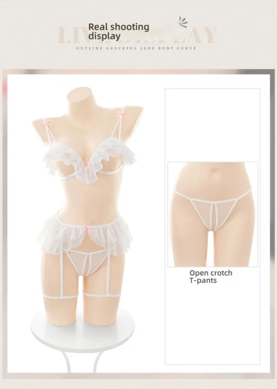 Non-Staining Clothes for Love Doll, Open-Cleavage Backless Bare Buttocks Straps Nightgown Set
