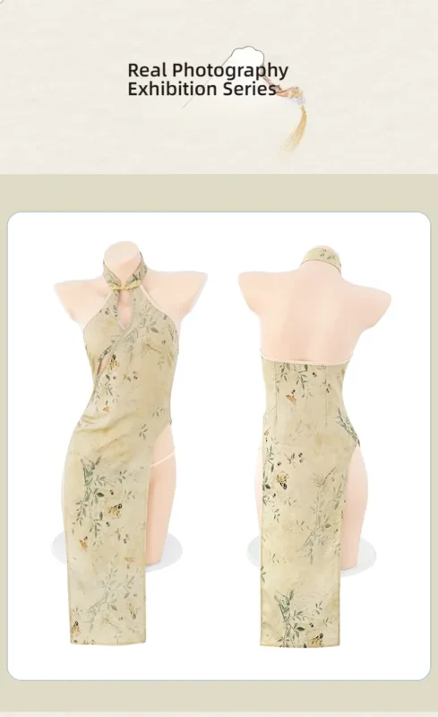 Non-Staining Clothes for Love Doll, Open-Cleavage Backless Pure Desire Straps Nightgown Set