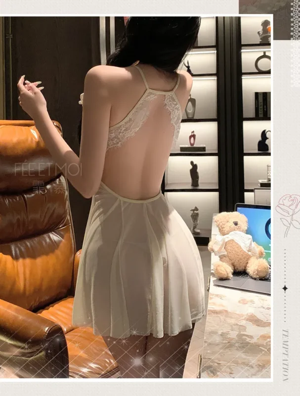 Non-Staining Clothes for Love Doll, Pure and Sweet Sheer Mesh Printed Asymmetrical Qipao