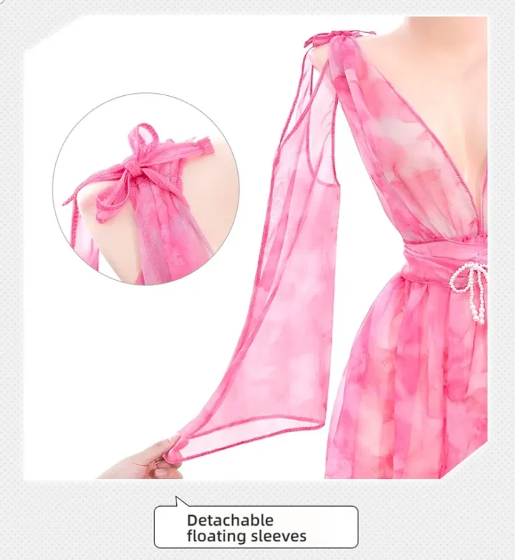 Non-Staining Clothes for Love Doll, Pure and Sweet Sheer Mesh Printed Dress