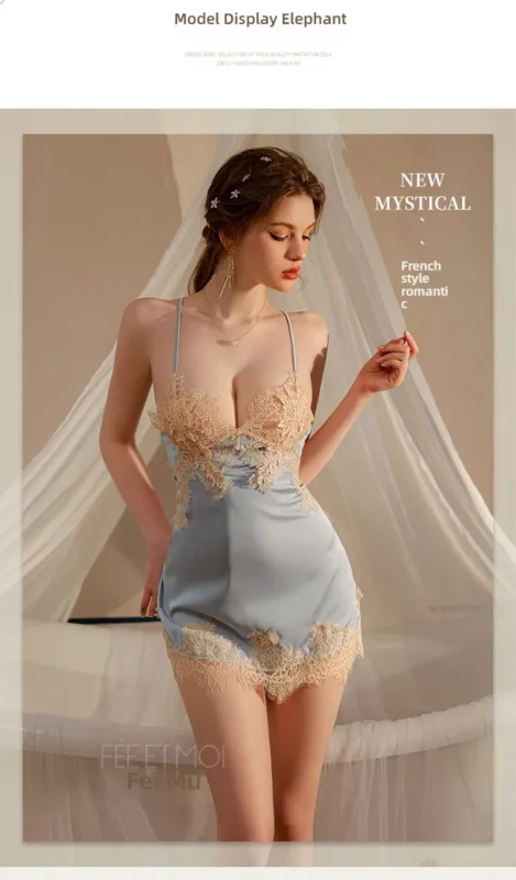 Non-Staining Clothes for Sex Doll, French Softness Deep V See-through Qipao