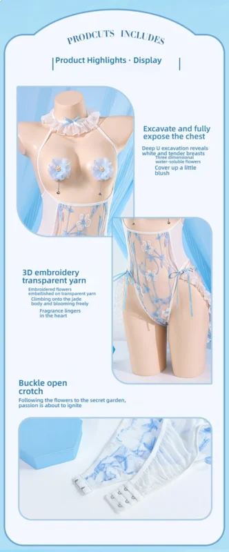 Non-Staining Clothes for Sex Doll, JK Maid Exposed Bust See-through Princess Dress