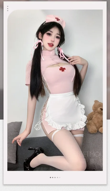 Non-Staining Clothes for Sex Doll, JK Maid Sexy Cleavage Reveal Shirt