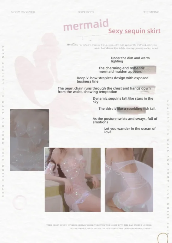 Non-Staining Clothes for Sex Doll, Light Luxury Charm Exposed Bust Silk Series Mermaid Skirt