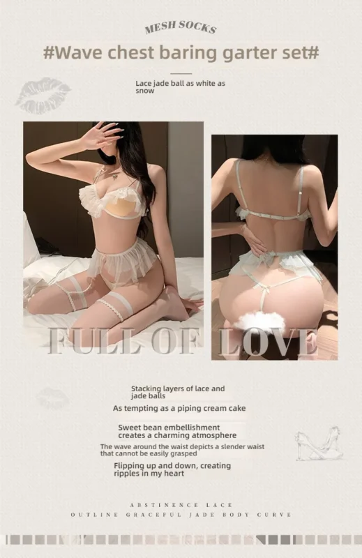 Non-Staining Clothes for Sex Doll, Light Luxury Charm Sheer Mesh Thong Set Pajama Set