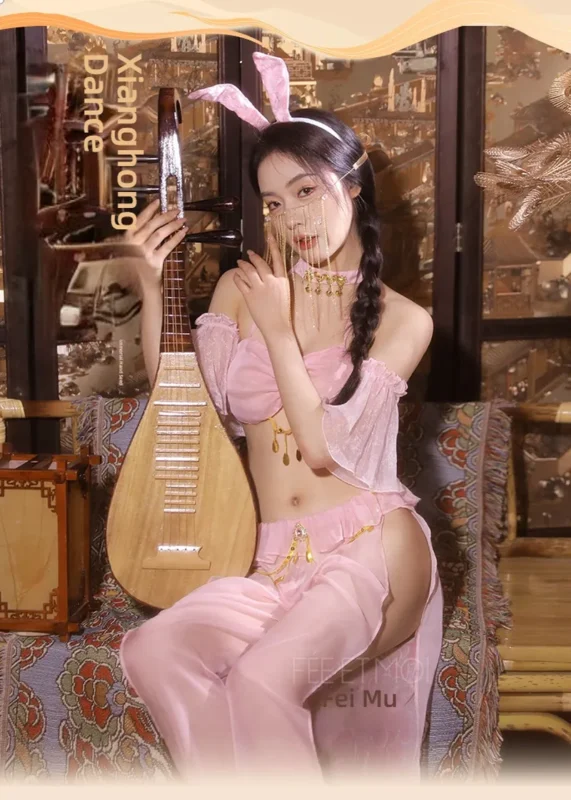 Non-Staining Clothes for Sex Doll, Open-Cleavage Backless Exposed Buttocks Straps Pajama Set