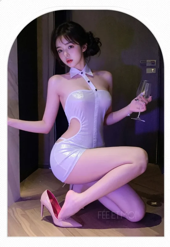 Non-Staining Clothes for Sex Doll, Open-Cleavage Backless Sheer Mesh Misty Robe