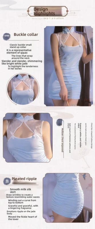 Non-Staining Clothes for Sex Doll, Versatile Outfit Pure Desire Cleavage Reveal Asymmetrical Qipao