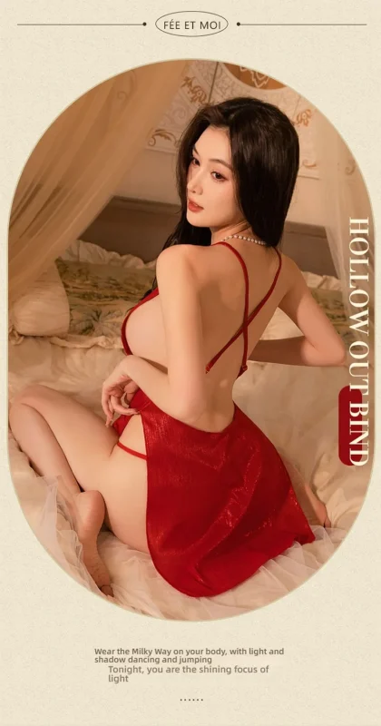 Non-Staining Clothes for Silicone Doll, JK Maid Bare Buttocks Thong Set Sheer Dress