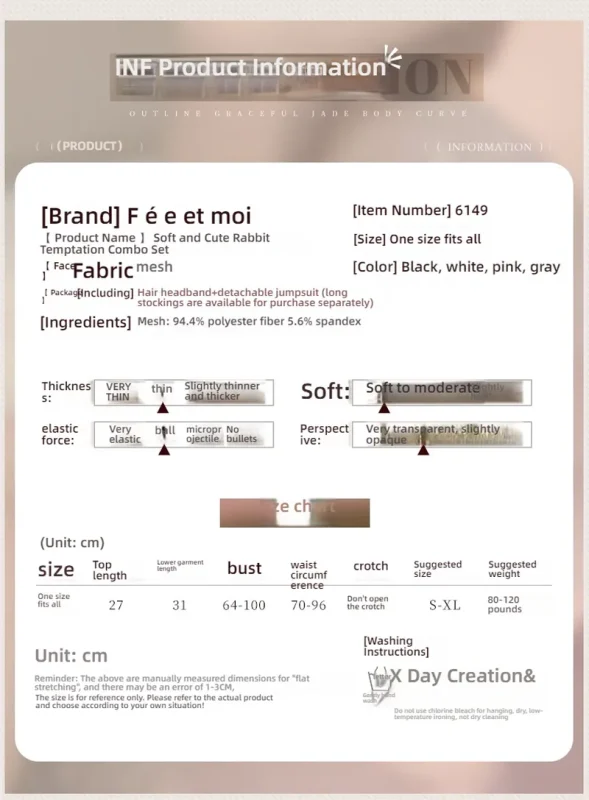 Non-Staining Clothes for Silicone Doll, JK Maid Mesh See-through Skirt Set