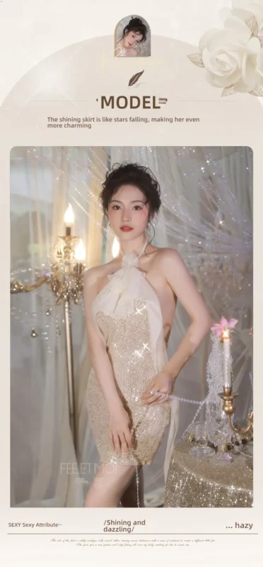 Non-Staining Clothes for Silicone Doll, Light Luxury Charm Pure Desire Waist Decoration Sheer Dress