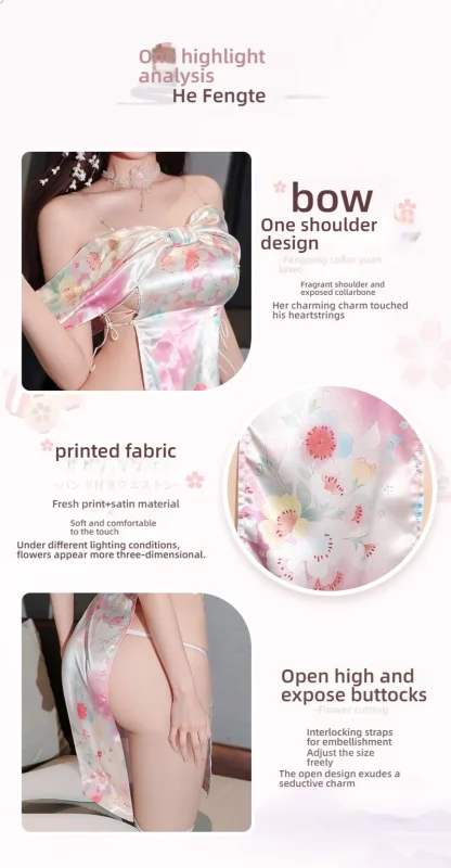 Non-Staining Clothes for Silicone Doll, Open-Cleavage Backless Bare Buttocks See-through Two-Piece Set