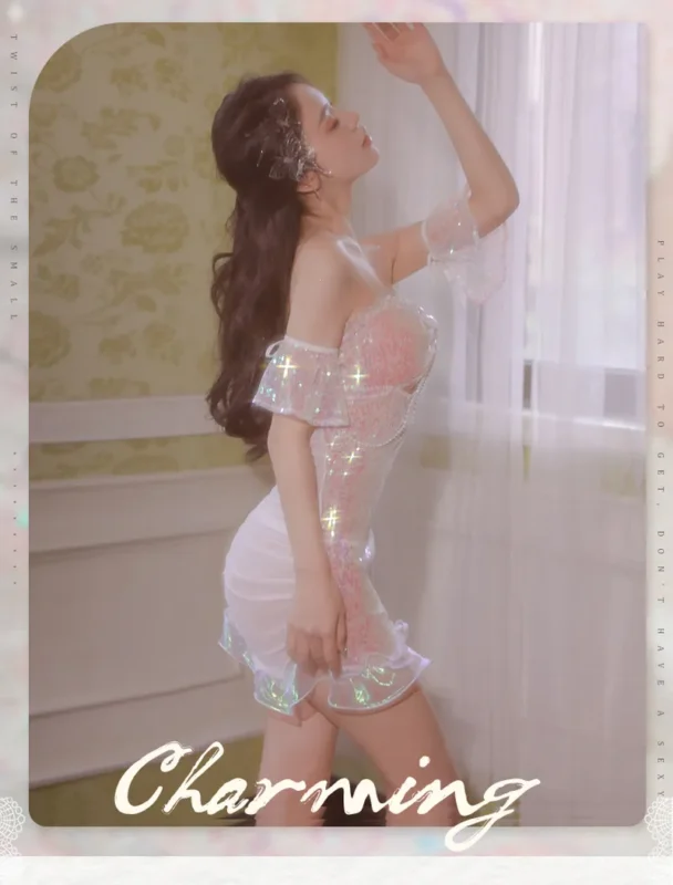 Non-Staining Clothes for TPE Doll, French Softness Sheer Mesh Straps Sheer Dress