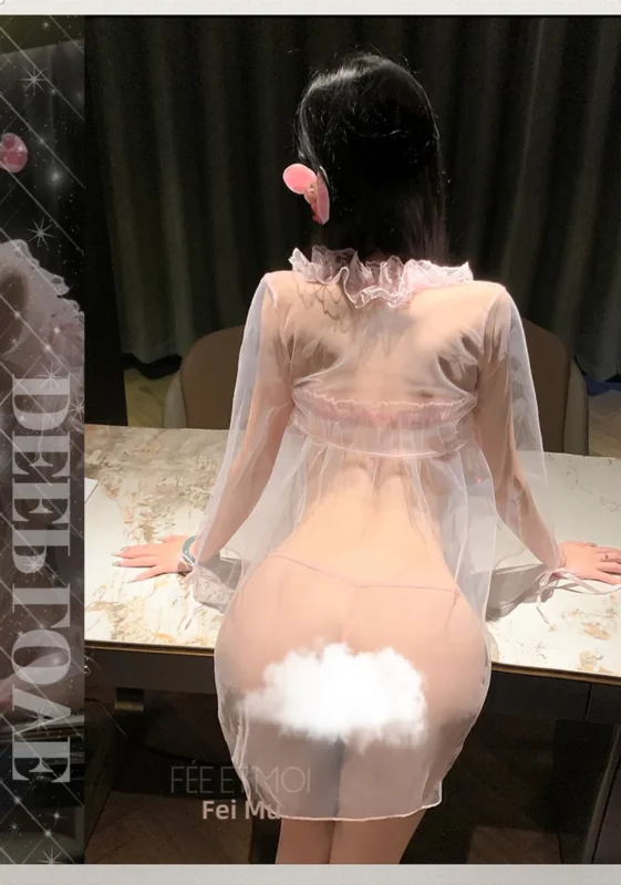 Non-Staining Clothes for TPE Doll, JK Maid Sheer Mesh Lace Vest Set