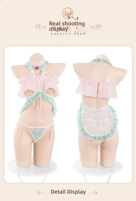Non-Staining Clothes for TPE Doll, Open-Cleavage Backless Bride Misty Nightgown Set