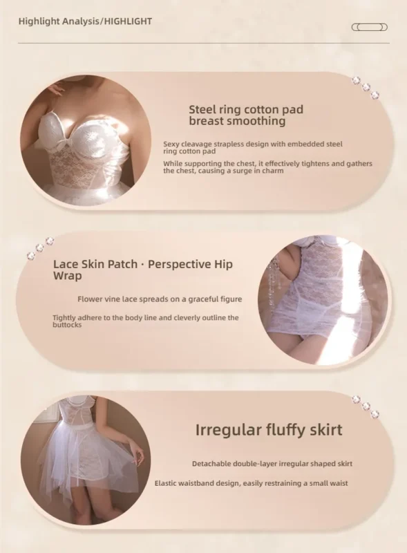 Non-Staining Clothes for TPE Doll, Open-Cleavage Backless Exposed Bust Silk Series Robe