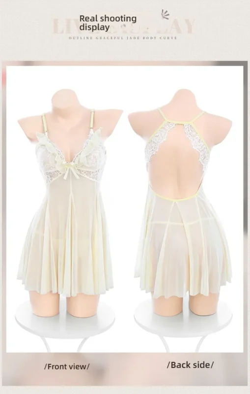 Non-Staining Clothes for TPE Doll, Open-Cleavage Backless Mesh Silk Series Evening Gown