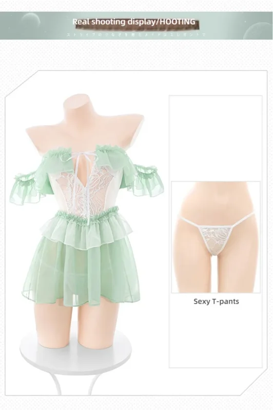 Non-Staining Clothes for TPE Doll, Pure and Sweet Deep V Silk Series Sheer Dress