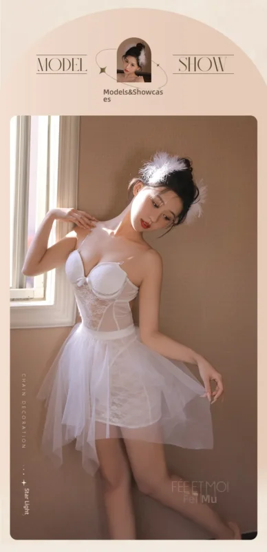 Non-Staining Clothes for TPE Doll, Pure and Sweet Deep V Waist Decoration Dress