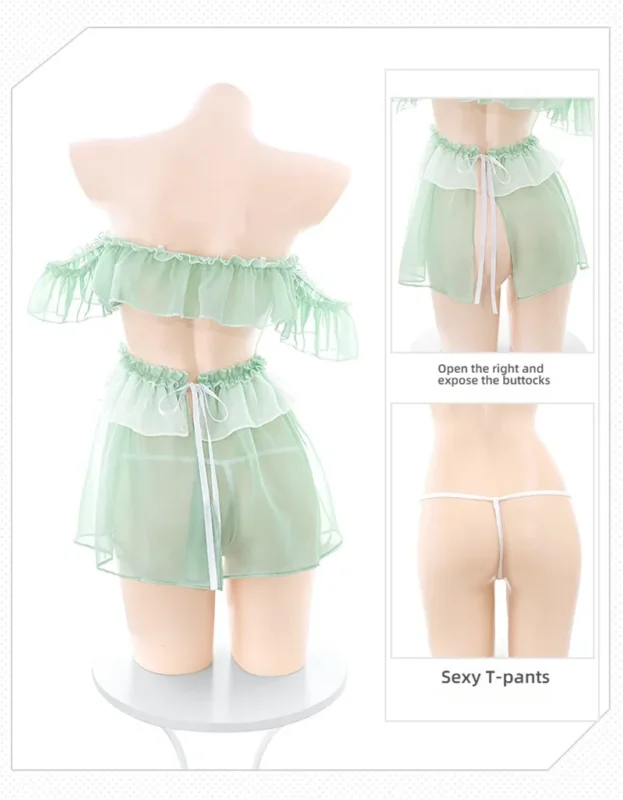 Non-Staining Clothes for TPE Doll, Versatile Outfit Deep V Waist Decoration Skirt Set