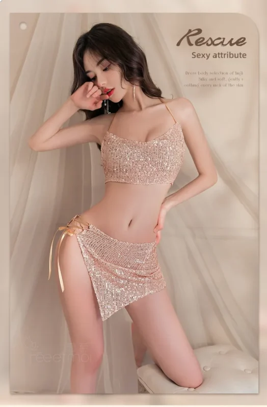 Non-Staining Clothes for TPE Doll, Versatile Outfit Exposed Buttocks Silk Series Stepmother Dress