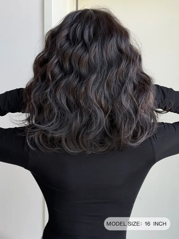 Women Highlights Blonde Blunt Bangs Natural Style Long Curly Hair for Love Doll