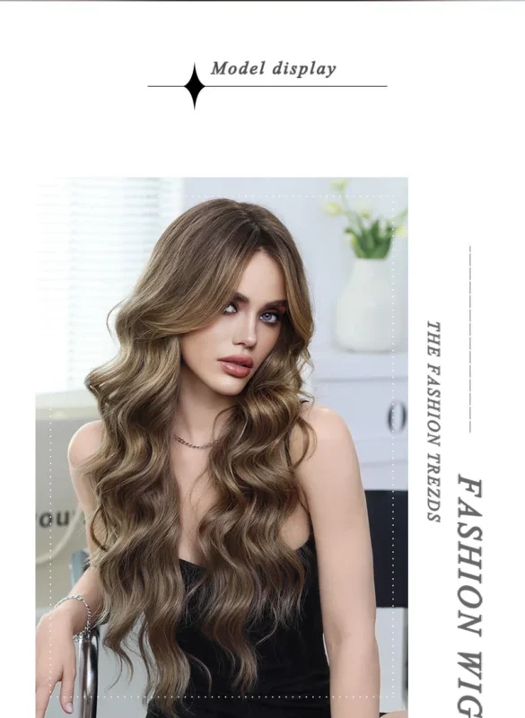 Women Highlights Platinum Blonde Curtain Bangs Natural Style Long Straight Black Hair for Silicone Doll