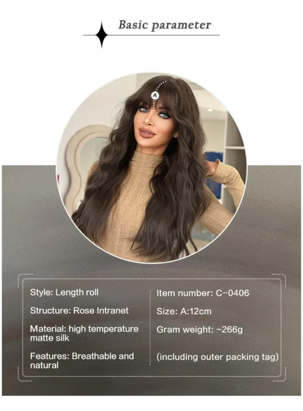 Women Highlights Purple Blunt Bangs Natural Style Long Curly Hair for Realistic Doll