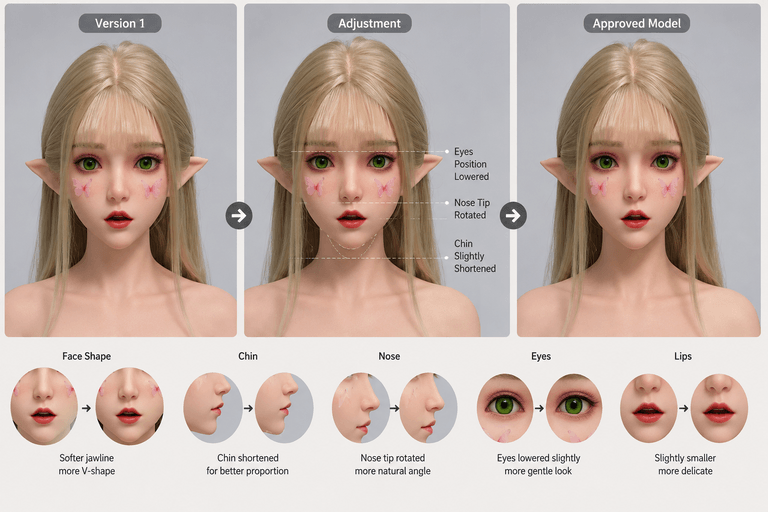 3D character model revision before silicone production